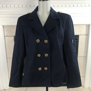 St. John sport navy Jacket button front Sz L